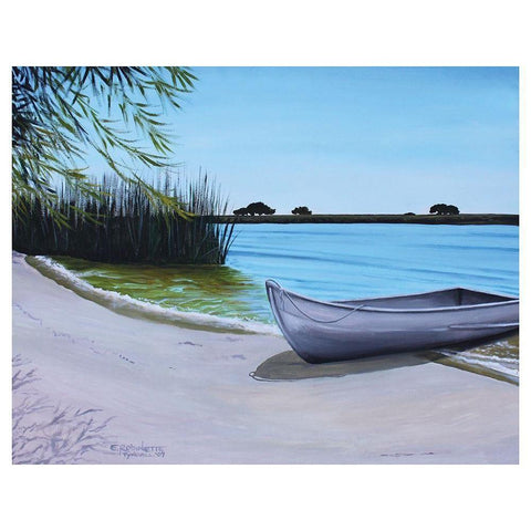 Our Beach White Modern Wood Framed Art Print by Tyndall, Elizabeth