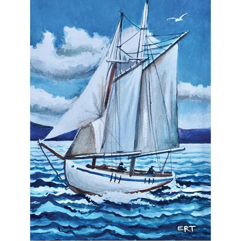 Lets Set Sail White Modern Wood Framed Art Print by Tyndall, Elizabeth