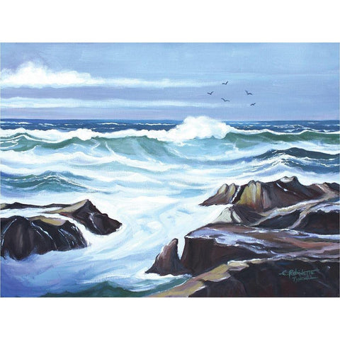 Ocean Waves White Modern Wood Framed Art Print by Tyndall, Elizabeth