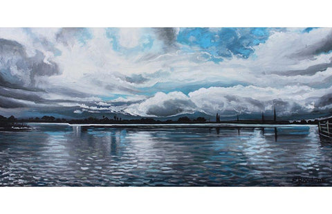 Panoramic Painting White Modern Wood Framed Art Print with Double Matting by Tyndall, Elizabeth