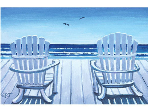 The Beach Chairs Black Ornate Wood Framed Art Print with Double Matting by Tyndall, Elizabeth