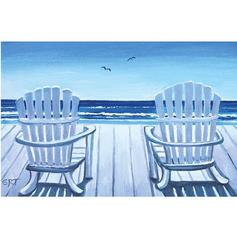 The Beach Chairs Gold Ornate Wood Framed Art Print with Double Matting by Tyndall, Elizabeth