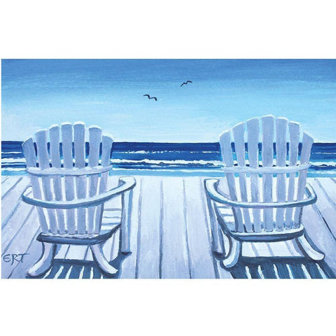 The Beach Chairs Black Modern Wood Framed Art Print with Double Matting by Tyndall, Elizabeth