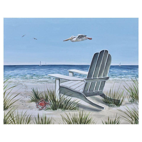 The Pelican White Modern Wood Framed Art Print by Tyndall, Elizabeth