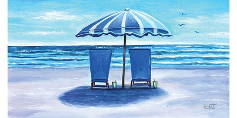 Unwind at the Beach White Modern Wood Framed Art Print with Double Matting by Tyndall, Elizabeth