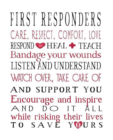 First Responders Black Ornate Wood Framed Art Print with Double Matting by Tyndall, Elizabeth