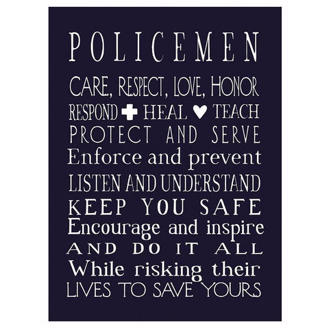 Policeman in Navy Black Modern Wood Framed Art Print with Double Matting by Tyndall, Elizabeth