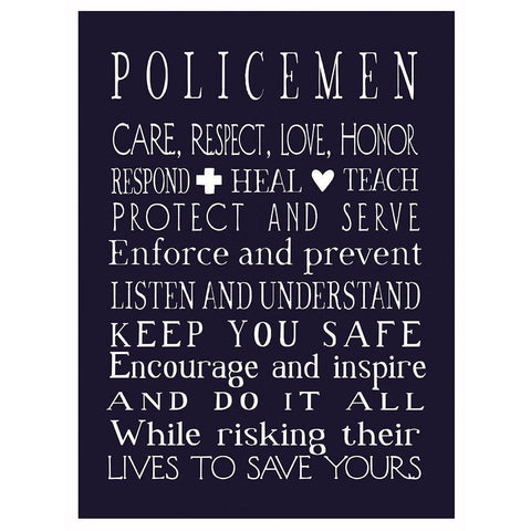 Policeman in Navy Black Modern Wood Framed Art Print by Tyndall, Elizabeth