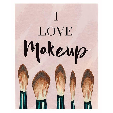 I Love Makeup White Modern Wood Framed Art Print by Tyndall, Elizabeth