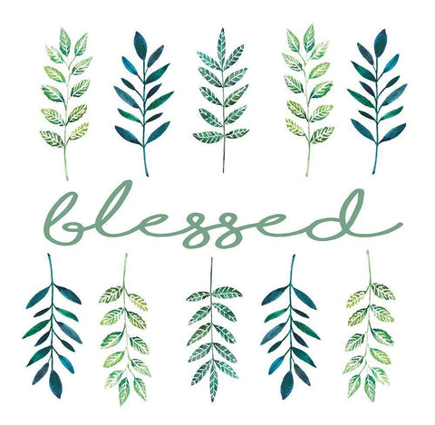 Blessed Leaves White Modern Wood Framed Art Print with Double Matting by Tyndall, Elizabeth