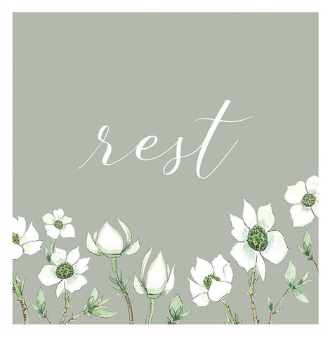 Rest White Modern Wood Framed Art Print with Double Matting by Tyndall, Elizabeth