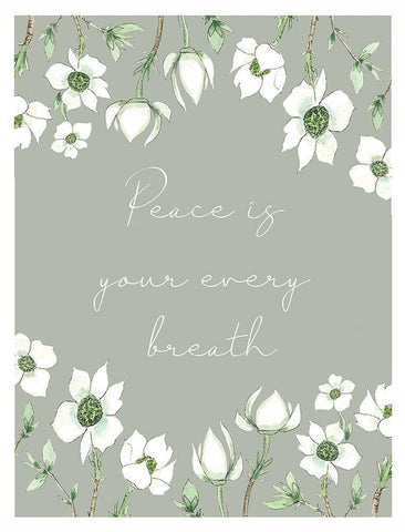 Peace Is White Modern Wood Framed Art Print with Double Matting by Tyndall, Elizabeth