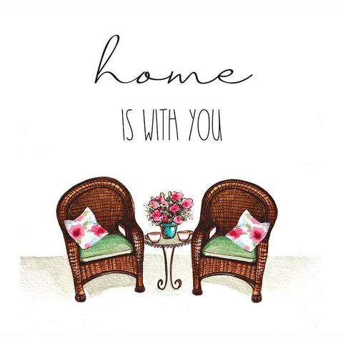 Home is With You White Modern Wood Framed Art Print with Double Matting by Tyndall, Elizabeth