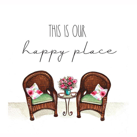 Our Happy Place White Modern Wood Framed Art Print with Double Matting by Tyndall, Elizabeth