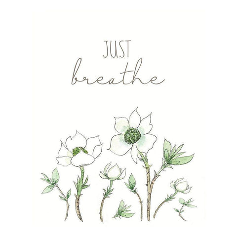 Just Breathe White Modern Wood Framed Art Print by Tyndall, Elizabeth