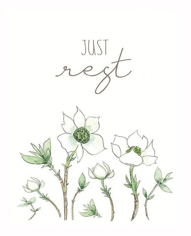 Just Rest White Modern Wood Framed Art Print with Double Matting by Tyndall, Elizabeth