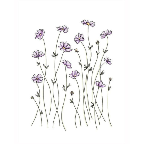 Purple Wildflowers Black Modern Wood Framed Art Print by Tyndall, Elizabeth