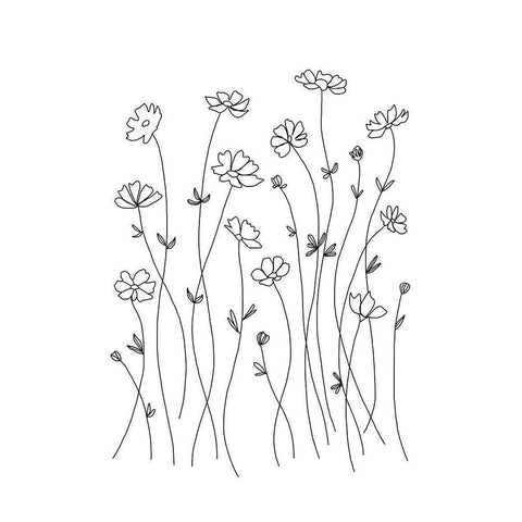 Wildflower Outlines White Modern Wood Framed Art Print by Tyndall, Elizabeth