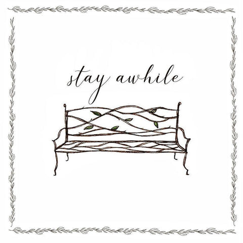 Stay Awhile Black Modern Wood Framed Art Print with Double Matting by Tyndall, Elizabeth