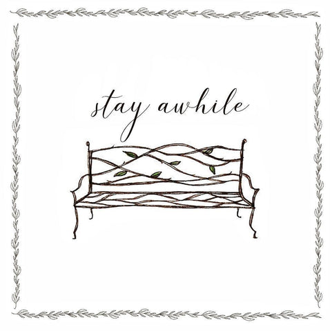 Stay Awhile White Modern Wood Framed Art Print with Double Matting by Tyndall, Elizabeth