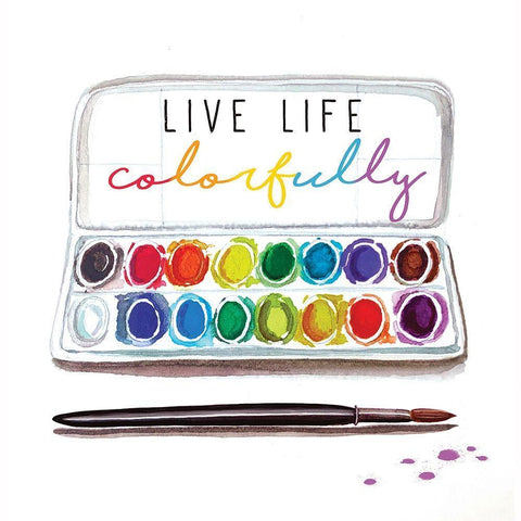 Live Life Colorfully White Modern Wood Framed Art Print with Double Matting by Tyndall, Elizabeth