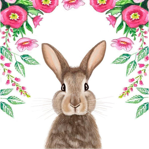 Floral Bunny Gold Ornate Wood Framed Art Print with Double Matting by Tyndall, Elizabeth