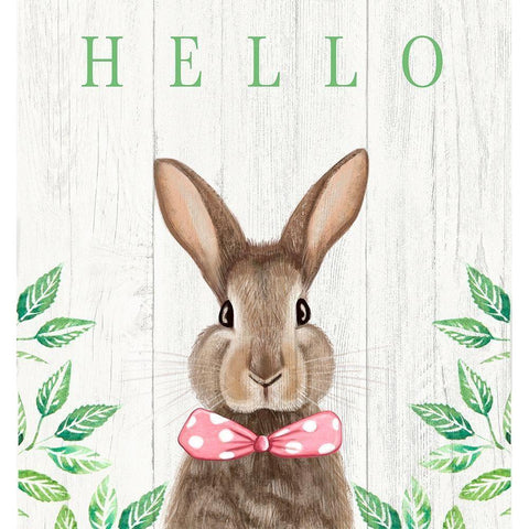 Hello Bunny White Modern Wood Framed Art Print by Tyndall, Elizabeth