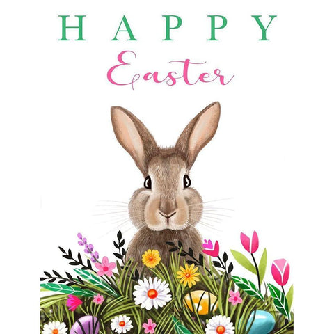 Happy Easter Bunny Black Modern Wood Framed Art Print by Tyndall, Elizabeth