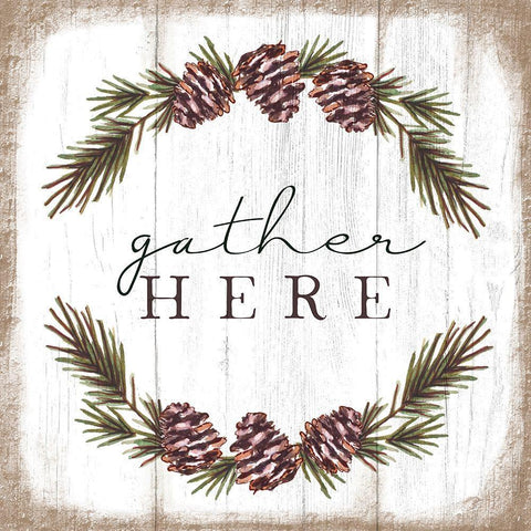 Gather Here Black Ornate Wood Framed Art Print with Double Matting by Tyndall, Elizabeth