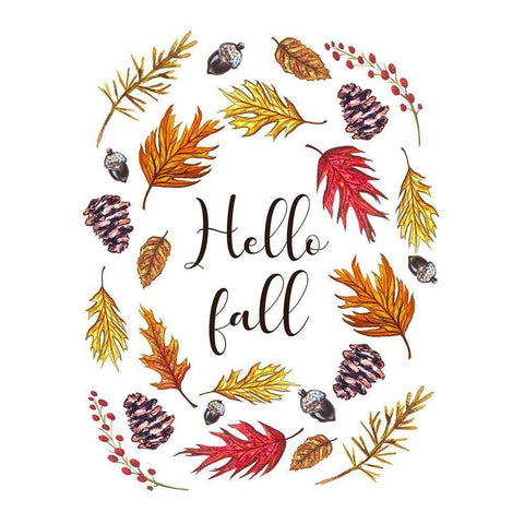 Hello Fall White Modern Wood Framed Art Print by Tyndall, Elizabeth