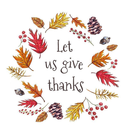 Let Us Give Thanks White Modern Wood Framed Art Print with Double Matting by Tyndall, Elizabeth