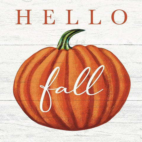 Hello Fall White Modern Wood Framed Art Print with Double Matting by Tyndall, Elizabeth