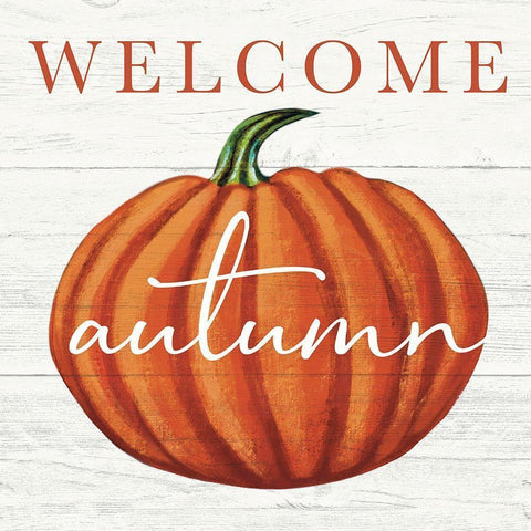 Welcome Autumn White Modern Wood Framed Art Print by Tyndall, Elizabeth