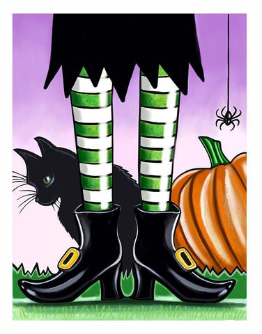 Halloween Witch White Modern Wood Framed Art Print with Double Matting by Tyndall, Elizabeth