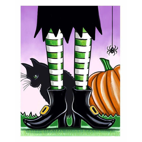 Halloween Witch Black Modern Wood Framed Art Print by Tyndall, Elizabeth