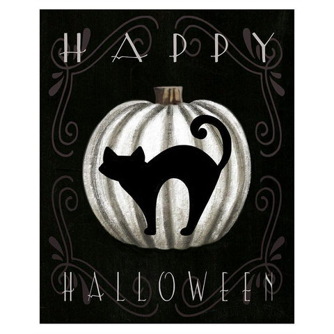 Happy Halloween White Modern Wood Framed Art Print by Tyndall, Elizabeth