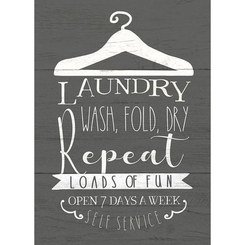 Laundry Sign Gold Ornate Wood Framed Art Print with Double Matting by Tyndall, Elizabeth