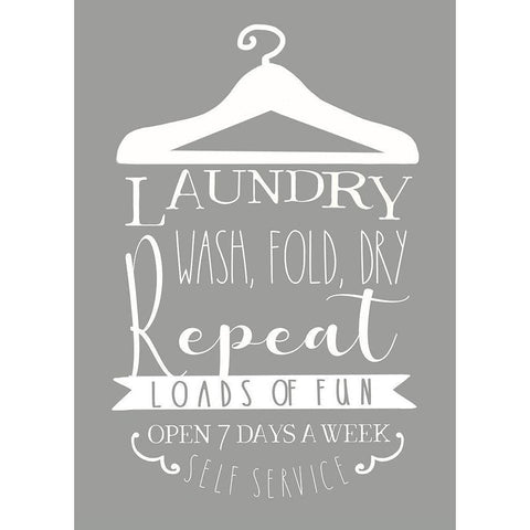 Laundry Sign Black Modern Wood Framed Art Print with Double Matting by Tyndall, Elizabeth