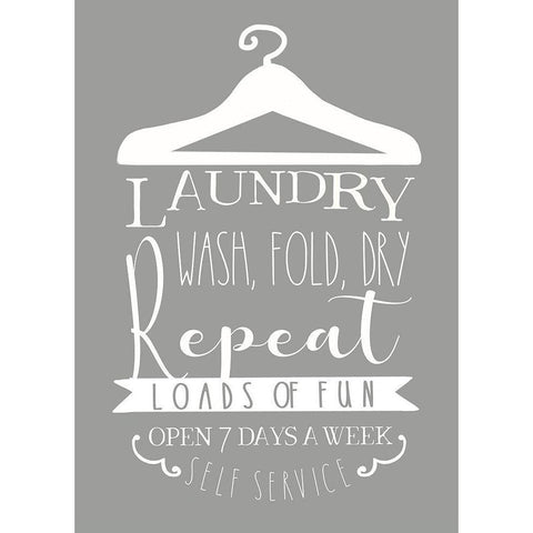 Laundry Sign White Modern Wood Framed Art Print by Tyndall, Elizabeth