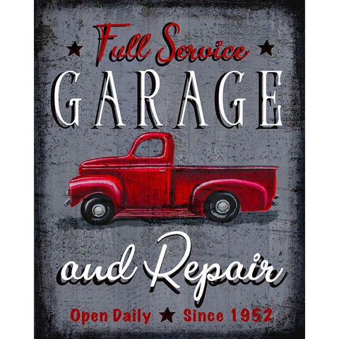 Full Service Garage Black Modern Wood Framed Art Print with Double Matting by Tyndall, Elizabeth