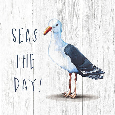 Seas the Day White Modern Wood Framed Art Print with Double Matting by Tyndall, Elizabeth