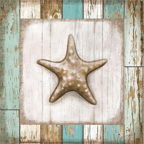 Starfish on Beach Gold Ornate Wood Framed Art Print with Double Matting by Tyndall, Elizabeth
