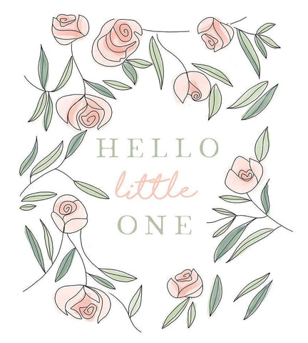 Hello Little One White Modern Wood Framed Art Print with Double Matting by Tyndall, Elizabeth