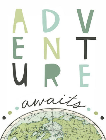 Adventure Awaits White Modern Wood Framed Art Print with Double Matting by Tyndall, Elizabeth