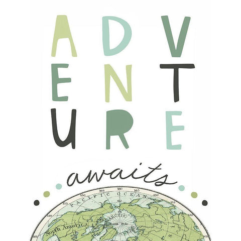 Adventure Awaits Black Modern Wood Framed Art Print by Tyndall, Elizabeth