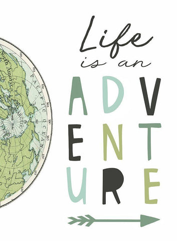 Life is an Adventure White Modern Wood Framed Art Print with Double Matting by Tyndall, Elizabeth