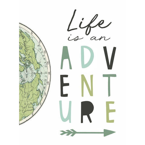 Life is an Adventure White Modern Wood Framed Art Print by Tyndall, Elizabeth