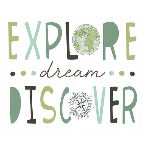 Explore, Dream, Discover Gold Ornate Wood Framed Art Print with Double Matting by Tyndall, Elizabeth