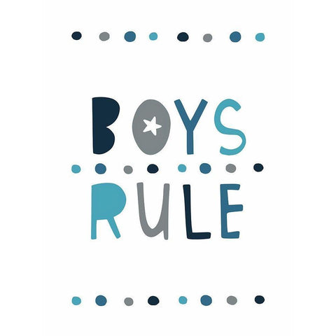 Boys Rule White Modern Wood Framed Art Print by Tyndall, Elizabeth