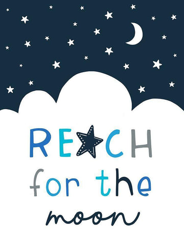 Reach for the Moon White Modern Wood Framed Art Print with Double Matting by Tyndall, Elizabeth